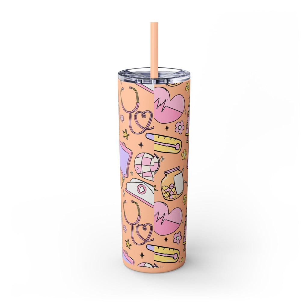 Nurse-Themed Skinny Tumbler with Straw | Fun 20oz Drinkware Gift for Healthcare Professionals