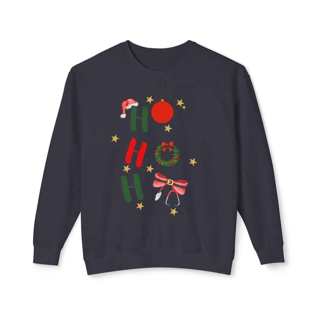 Ho Ho Ho Christmas Sweatshirt — Festive Holiday Crewneck with Wreath & Bow
