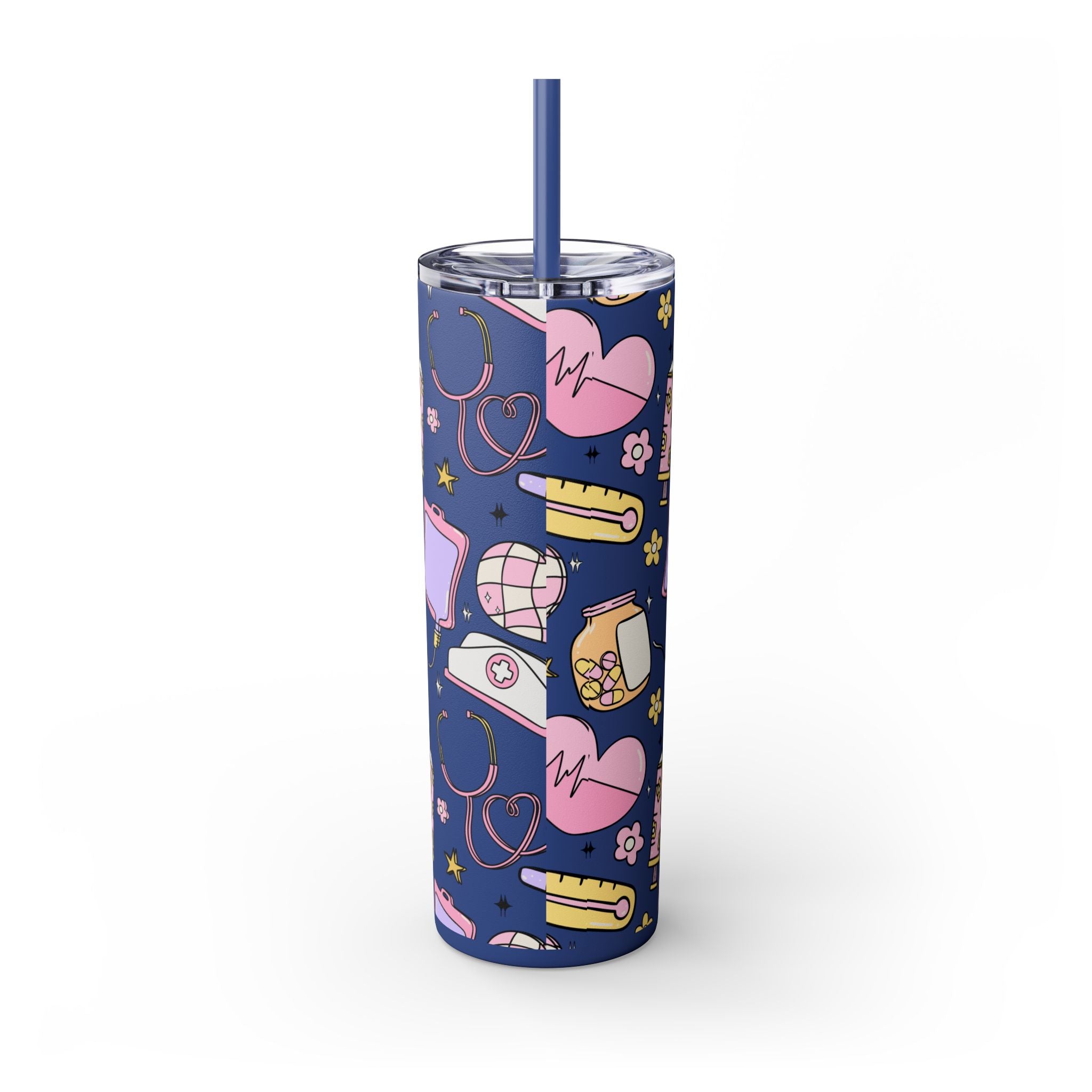Nurse-Themed Skinny Tumbler with Straw | Fun 20oz Drinkware Gift for Healthcare Professionals