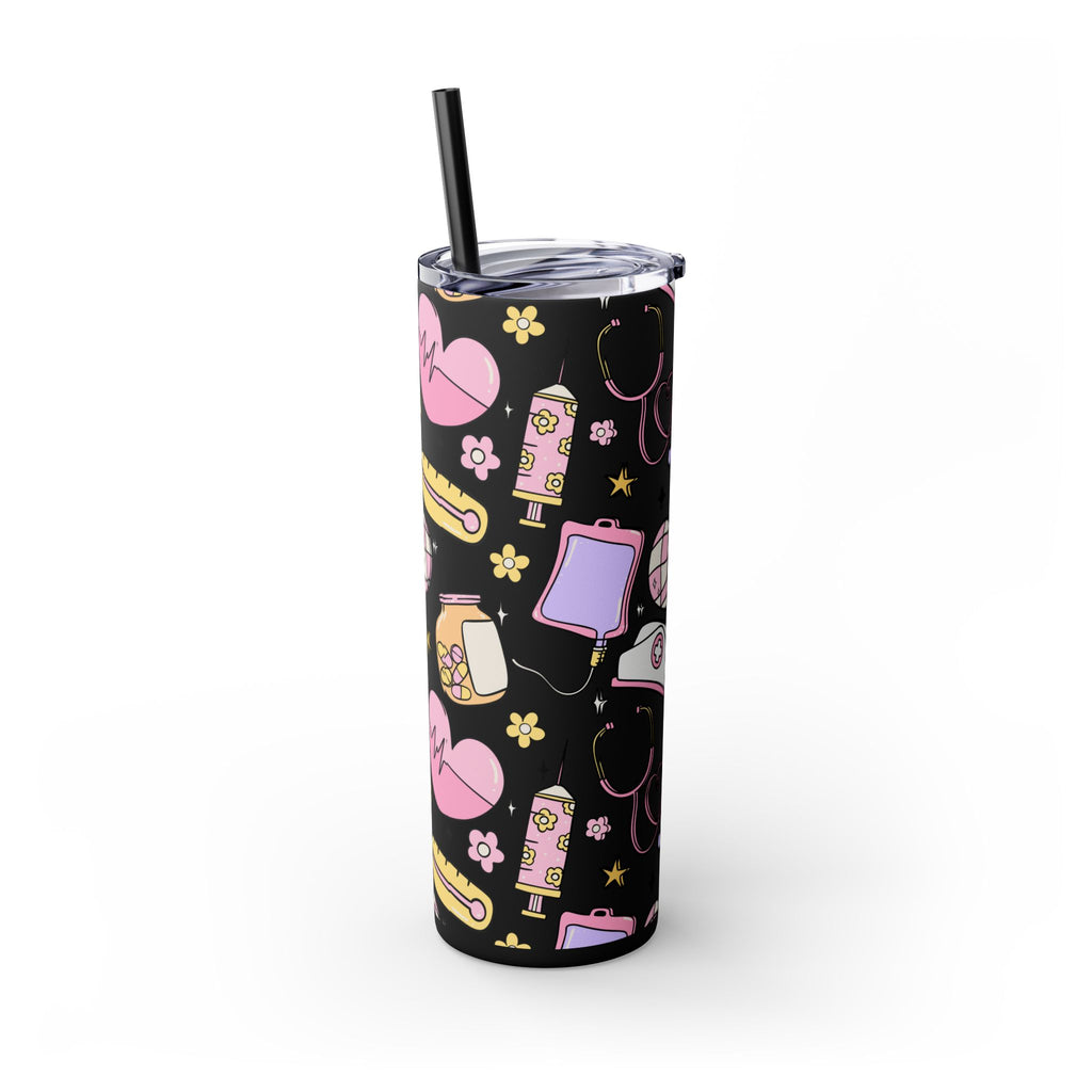 Nurse-Themed Skinny Tumbler with Straw | Fun 20oz Drinkware Gift for Healthcare Professionals