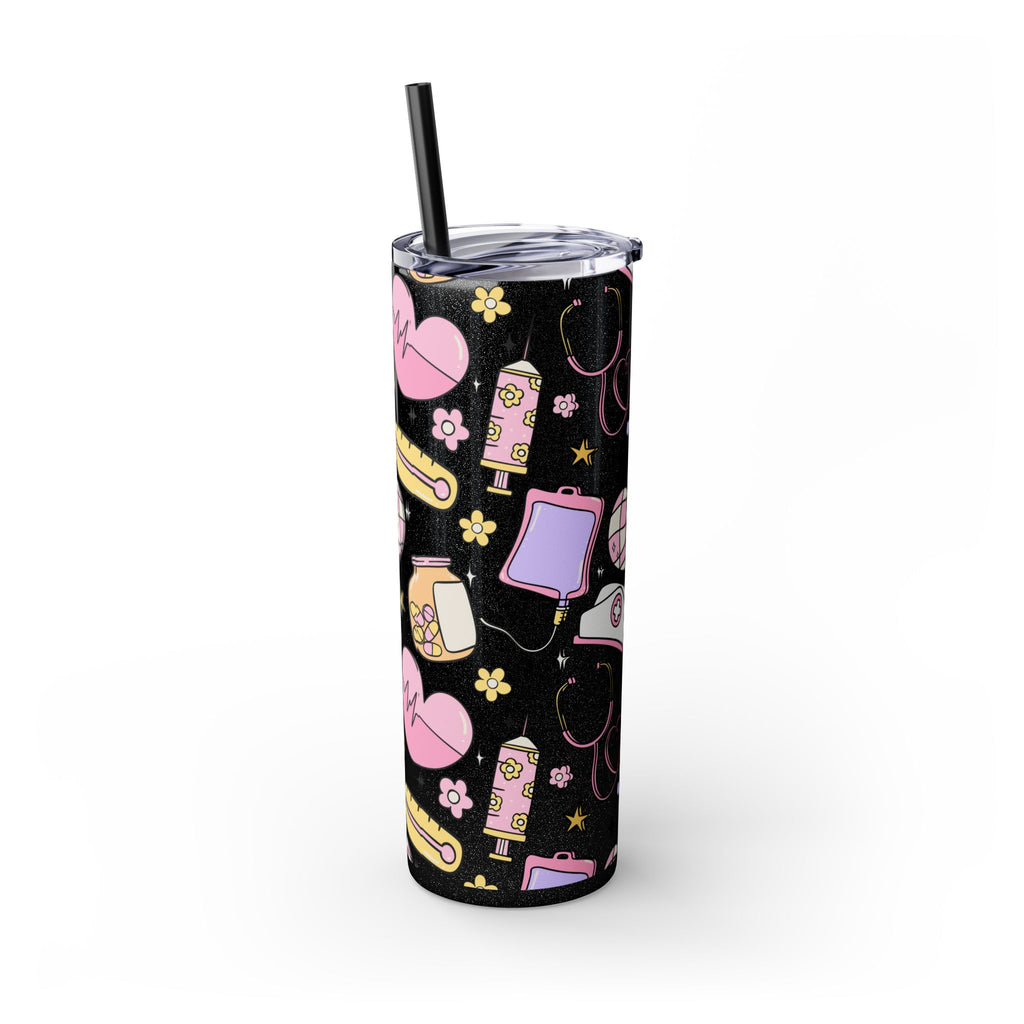 Nurse-Themed Skinny Tumbler with Straw | Fun 20oz Drinkware Gift for Healthcare Professionals