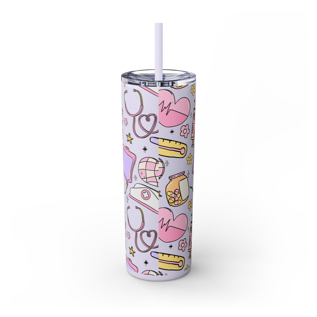 Nurse-Themed Skinny Tumbler with Straw | Fun 20oz Drinkware Gift for Healthcare Professionals