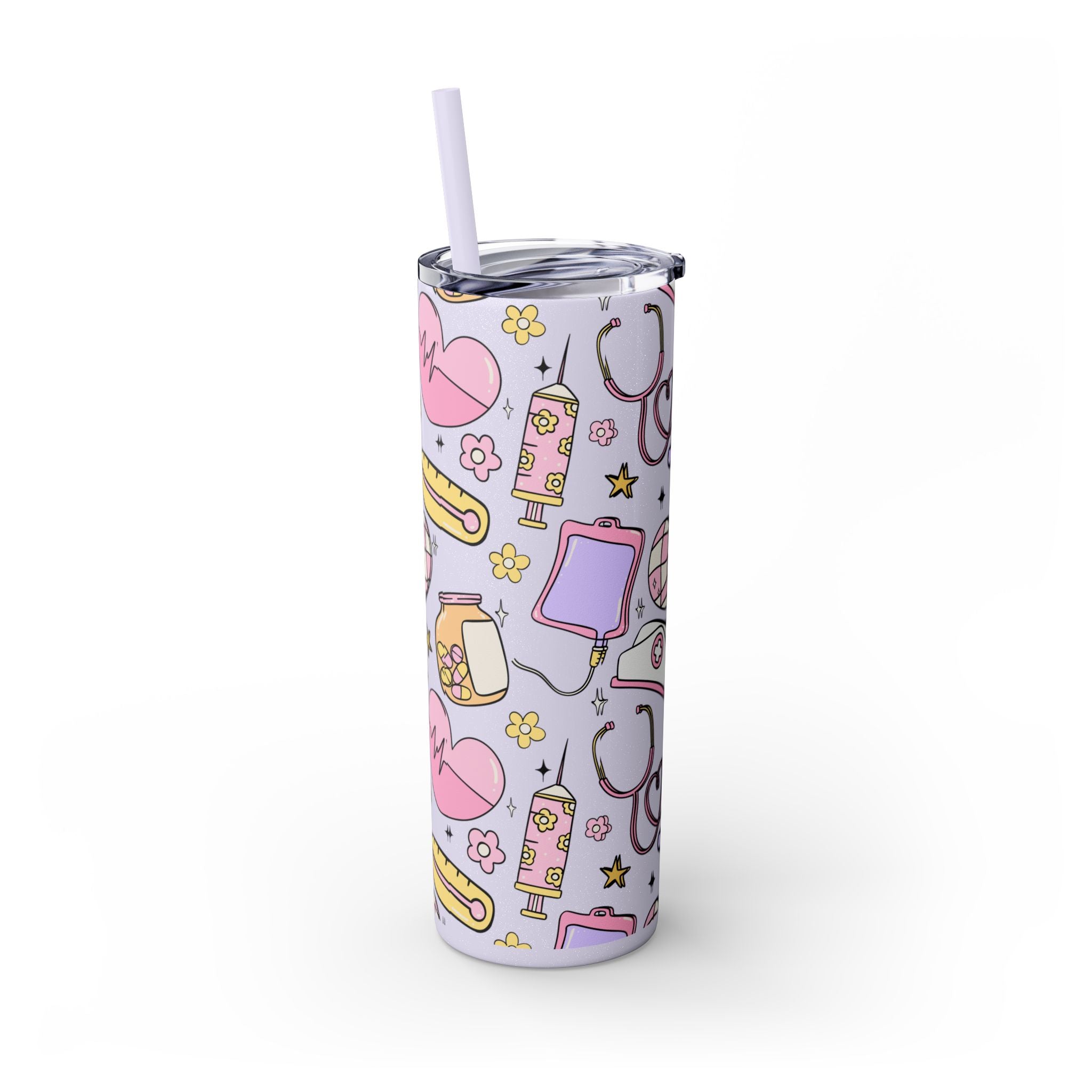 Nurse-Themed Skinny Tumbler with Straw | Fun 20oz Drinkware Gift for Healthcare Professionals