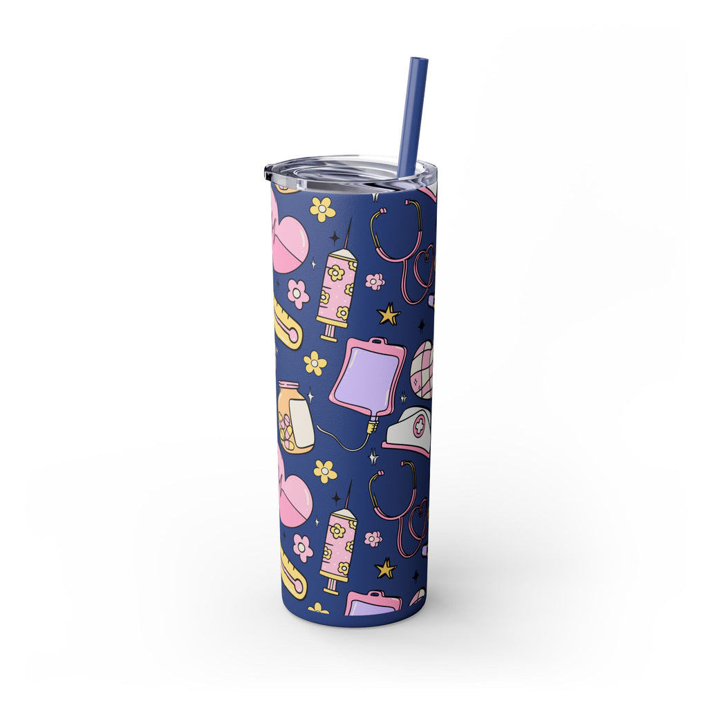 Nurse-Themed Skinny Tumbler with Straw | Fun 20oz Drinkware Gift for Healthcare Professionals