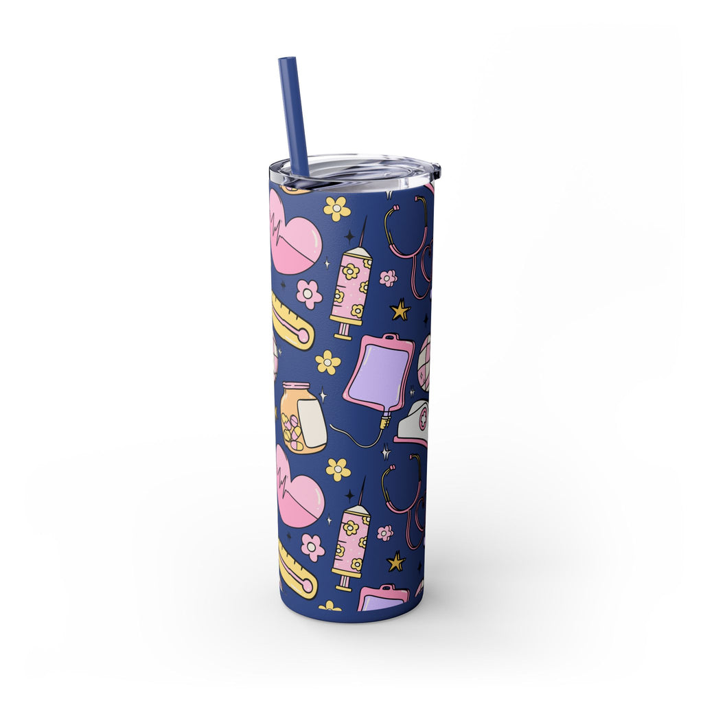Nurse-Themed Skinny Tumbler with Straw | Fun 20oz Drinkware Gift for Healthcare Professionals