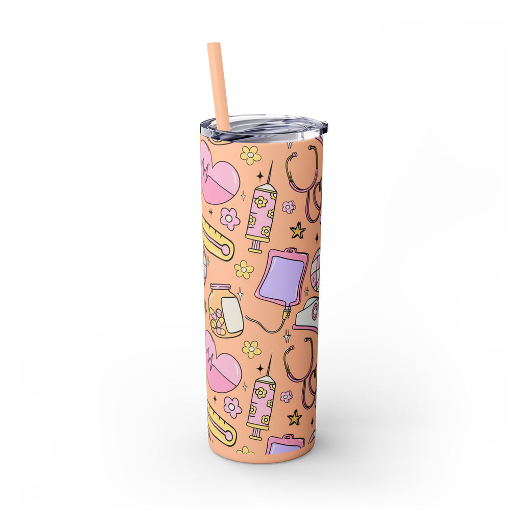 Nurse-Themed Skinny Tumbler with Straw | Fun 20oz Drinkware Gift for Healthcare Professionals