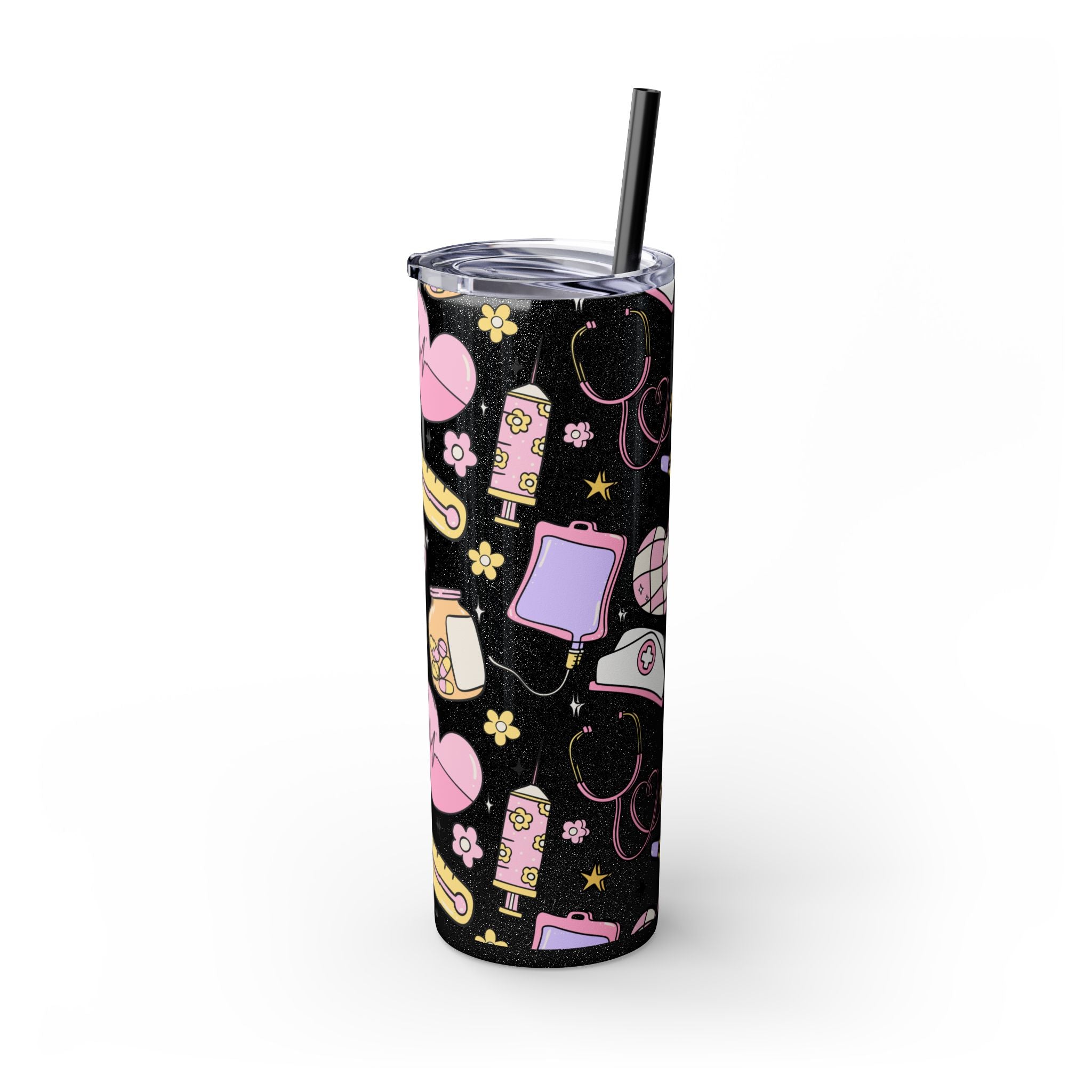 Nurse-Themed Skinny Tumbler with Straw | Fun 20oz Drinkware Gift for Healthcare Professionals