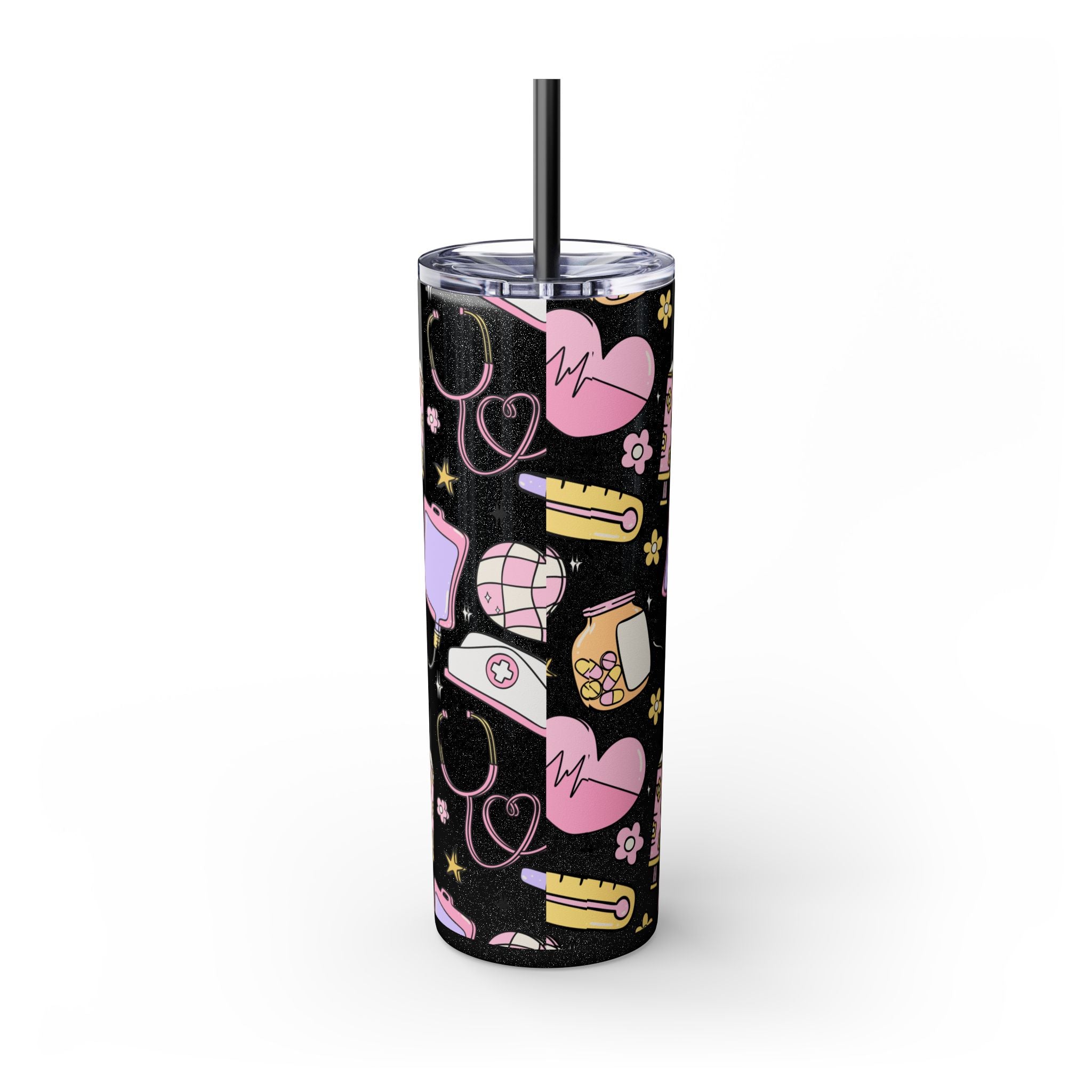 Nurse-Themed Skinny Tumbler with Straw | Fun 20oz Drinkware Gift for Healthcare Professionals