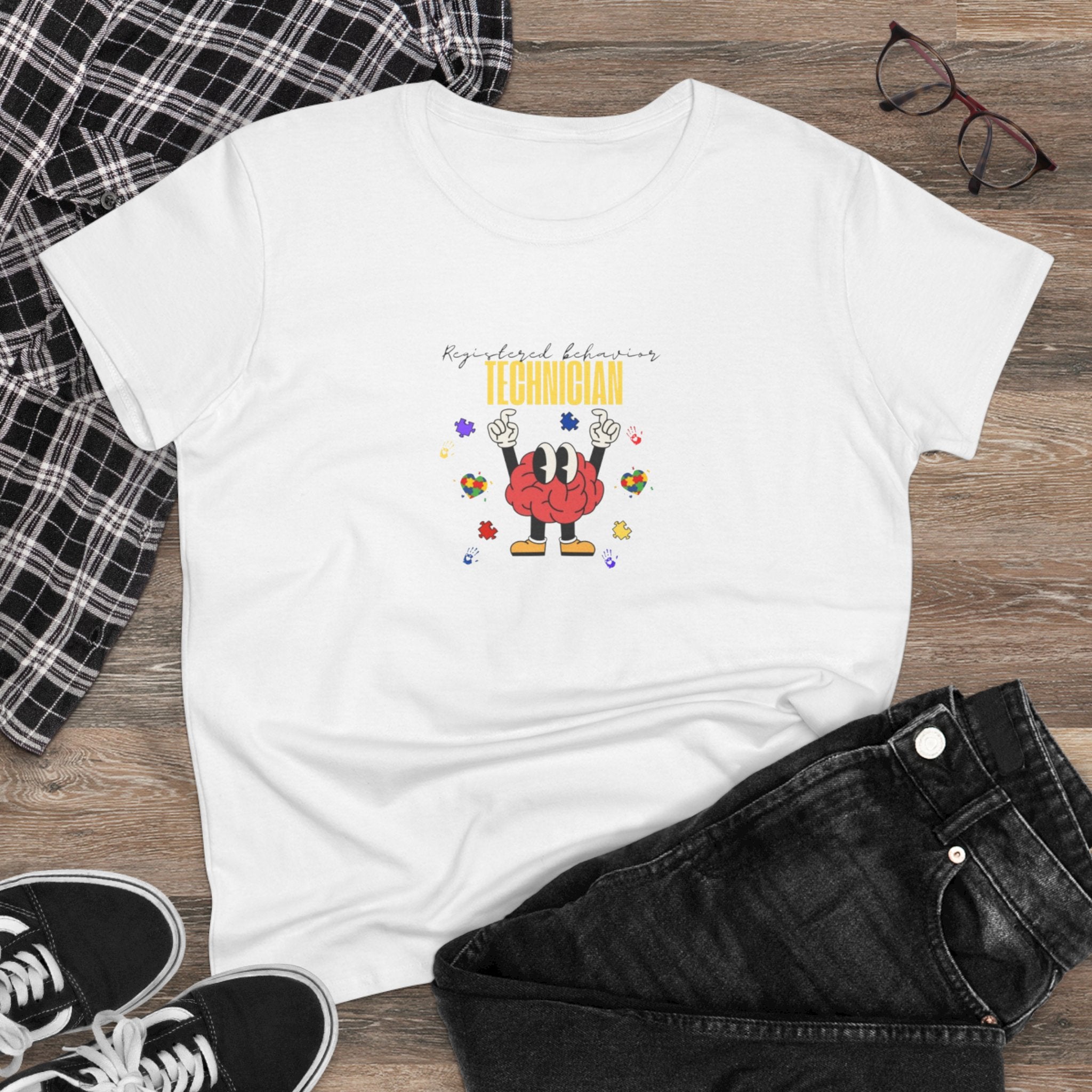 Technician T-Shirt — 'Registered Behavior Technician' Cute Brain Cartoon Tee