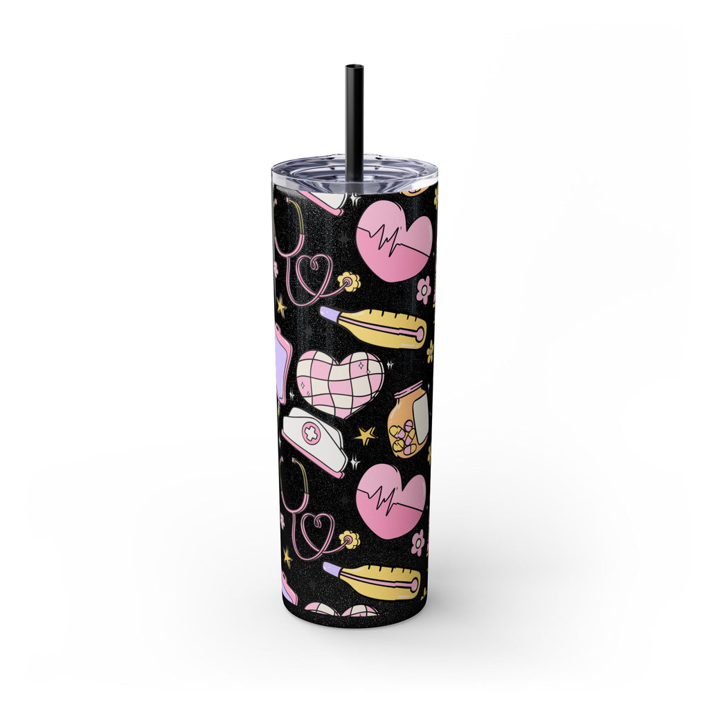 Nurse-Themed Skinny Tumbler with Straw | Fun 20oz Drinkware Gift for Healthcare Professionals