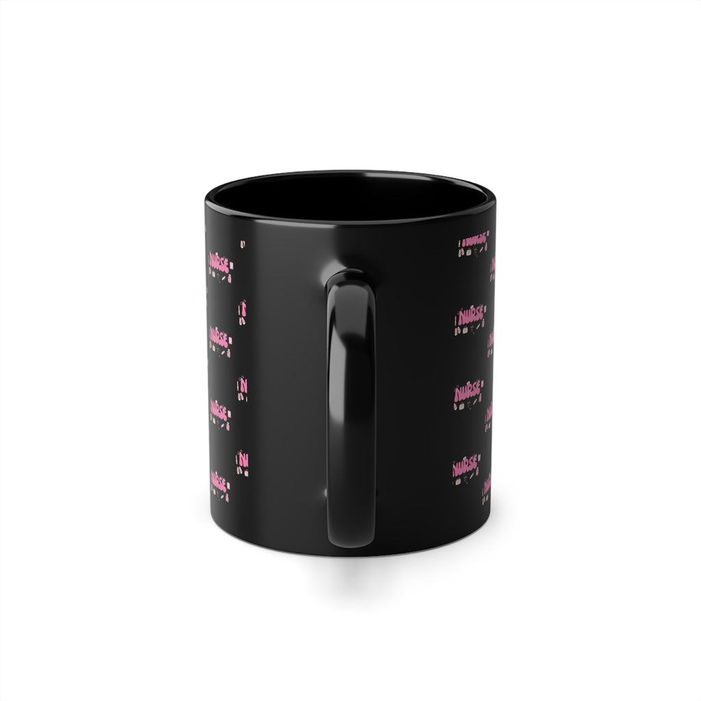 Nurse Life Coffee Mug – 11oz Black Cup with Pink Text