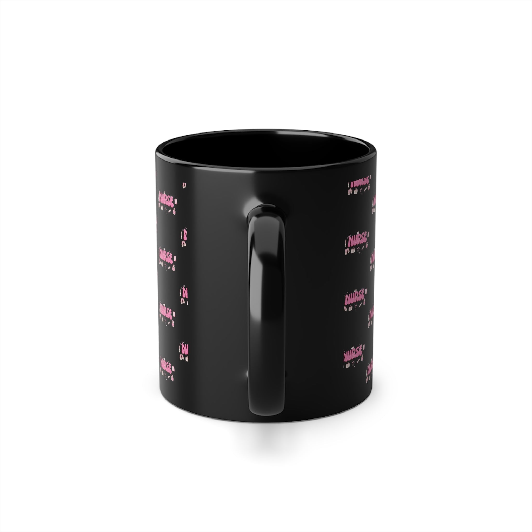 Nurse Life Coffee Mug – 11oz Black Cup with Pink Text