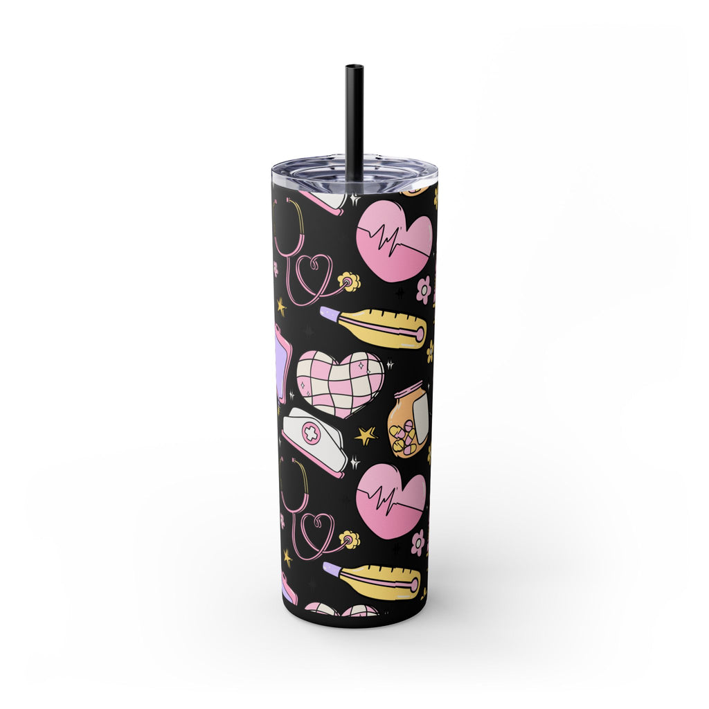 Nurse-Themed Skinny Tumbler with Straw | Fun 20oz Drinkware Gift for Healthcare Professionals